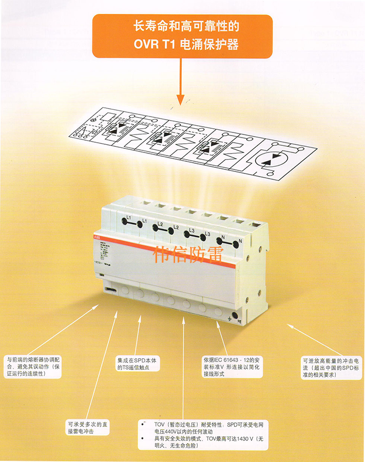 ABB防雷器OVR T1 3N-25-255產品特點