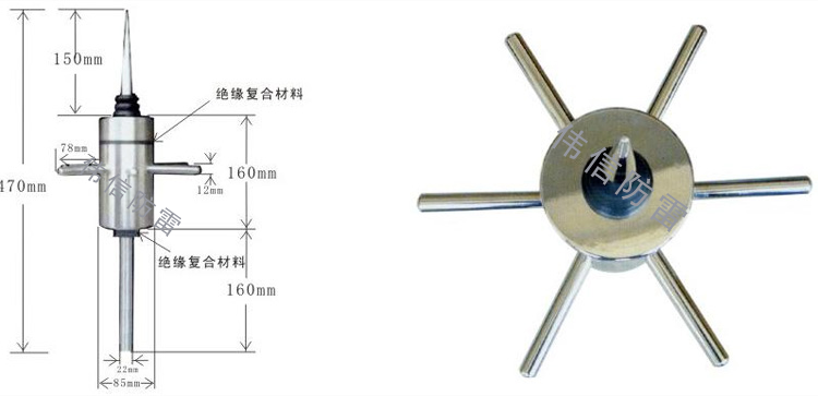 離子式提前放電避雷針尺寸參數圖