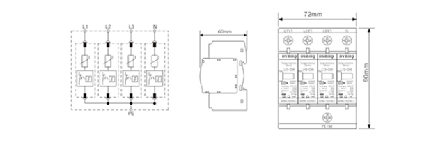 LY2-D10電涌保護器尺寸參數